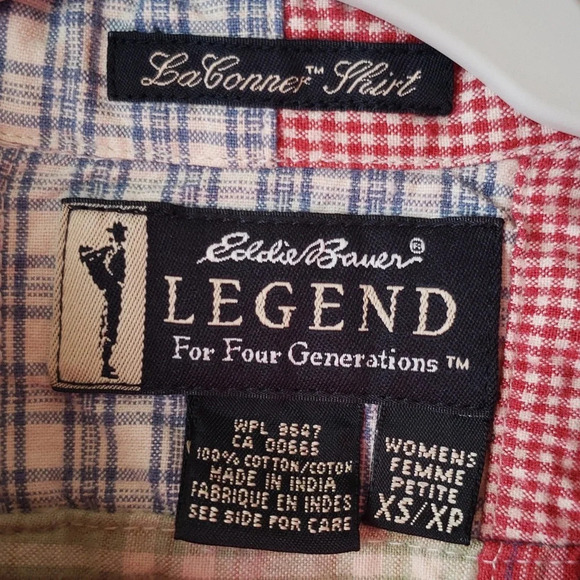 Eddie Bauer LaConner Shirt Womens Petites XS Long Sleeves Patchwork Plaid Preppy - Picture 4 of 6